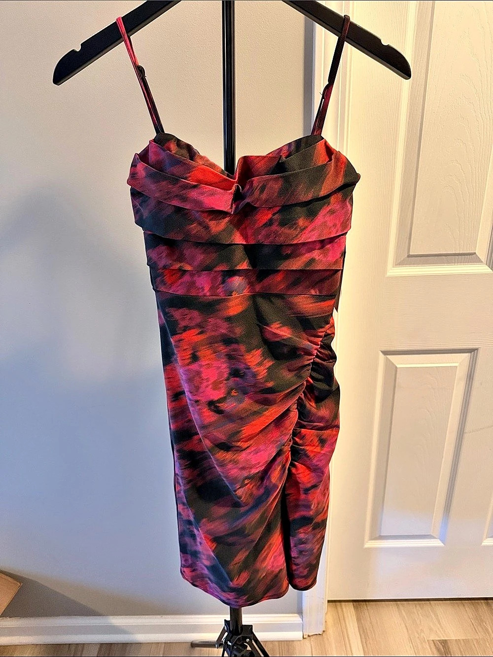 City studio Abstract Midi Dress in Red & Black NWT